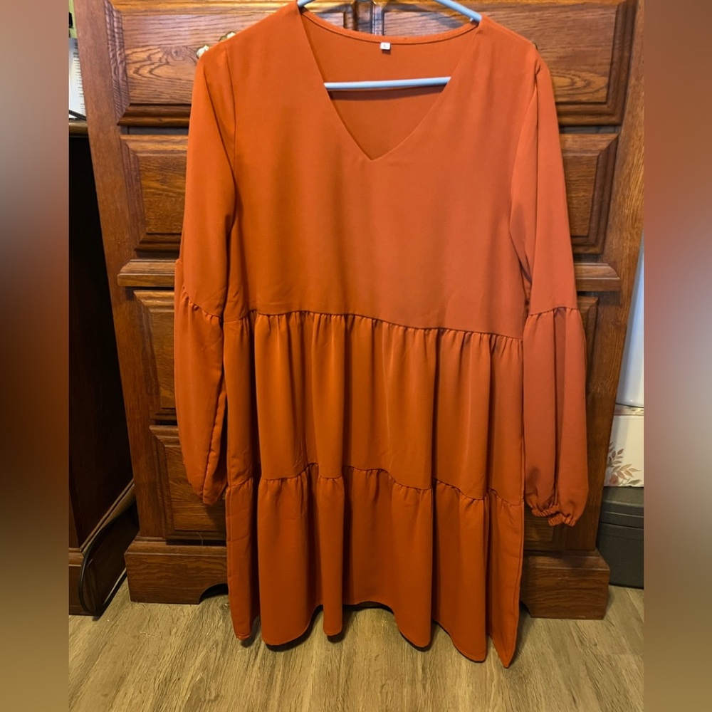 Chic Orange Tiered Dress